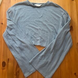 Blue Ribbed Women's Top